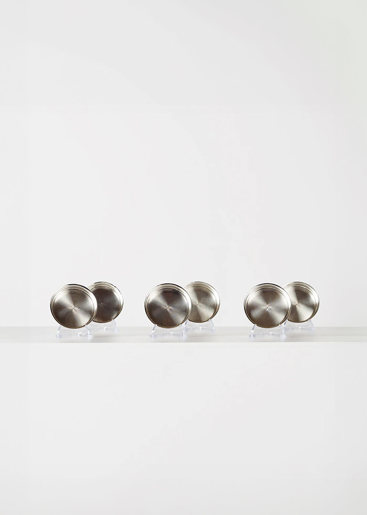 hermes set of six silver ashtrays or cup saucers, 20th c