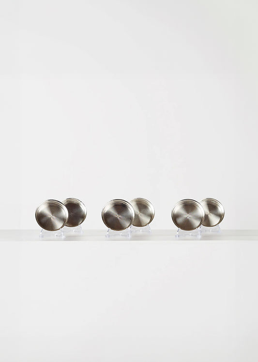 hermes set of six silver ashtrays or cup saucers, 20th c